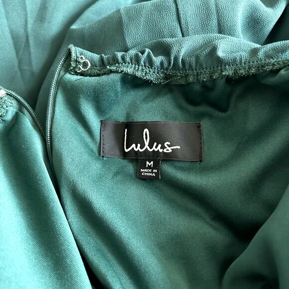 Lulus Strappy To Be Here Forest Green Lace-Up Maxi Dress Size Medium Formal Gown - Picture 7 of 16